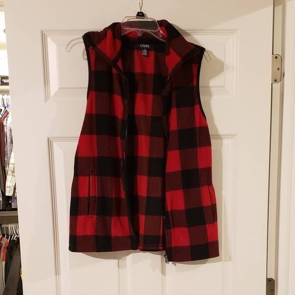 Chaps buffalo check fleece vest - Picture 1 of 7